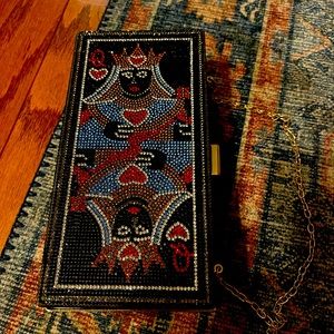 Queen card bedazzled clutch